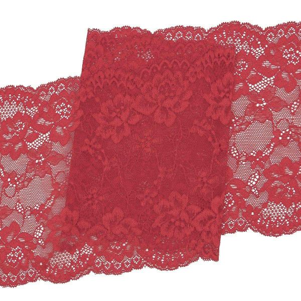 Кружево бельевое эластичное 180 мм / 3.4 метра, цвет красный
