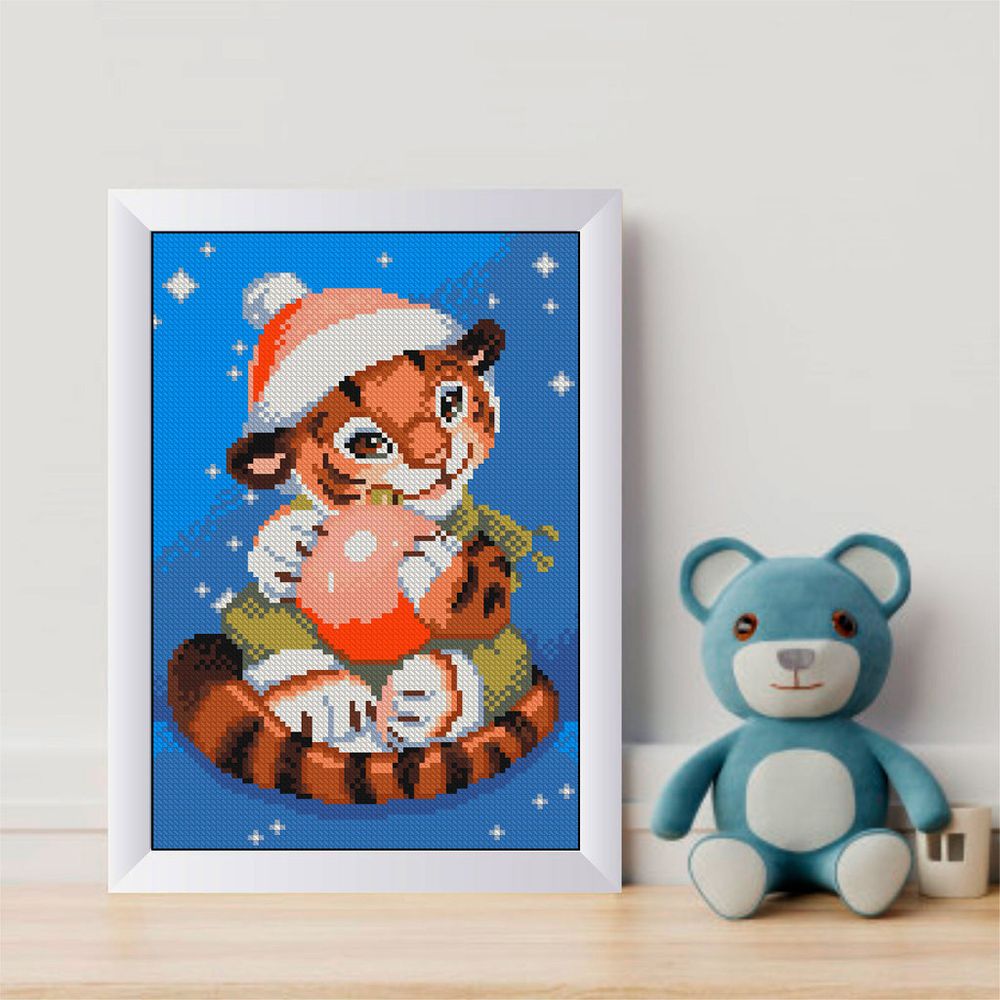 Алмазная (кристальная) мозаика Фрея, Игривый тигренок 20х30 см