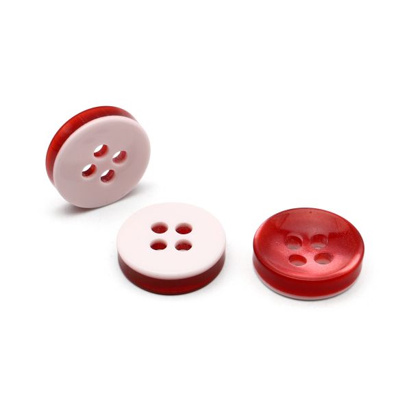Пуговицы 4 прокола 18L (11мм), (col.20 красный), 72 шт