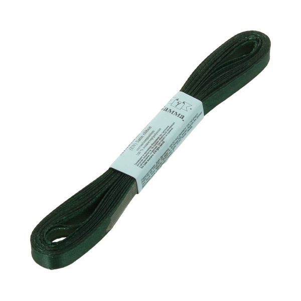 Лента атласная 1-сторонняя 6.0 мм / 10 шт по 5.4 метра, №036 т-изумрудный, Gamma AL-6P