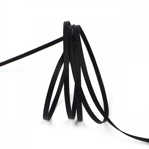 Лента репсовая (в рубчик) 3.0 мм / 91.44 метра, цв. 030 черный