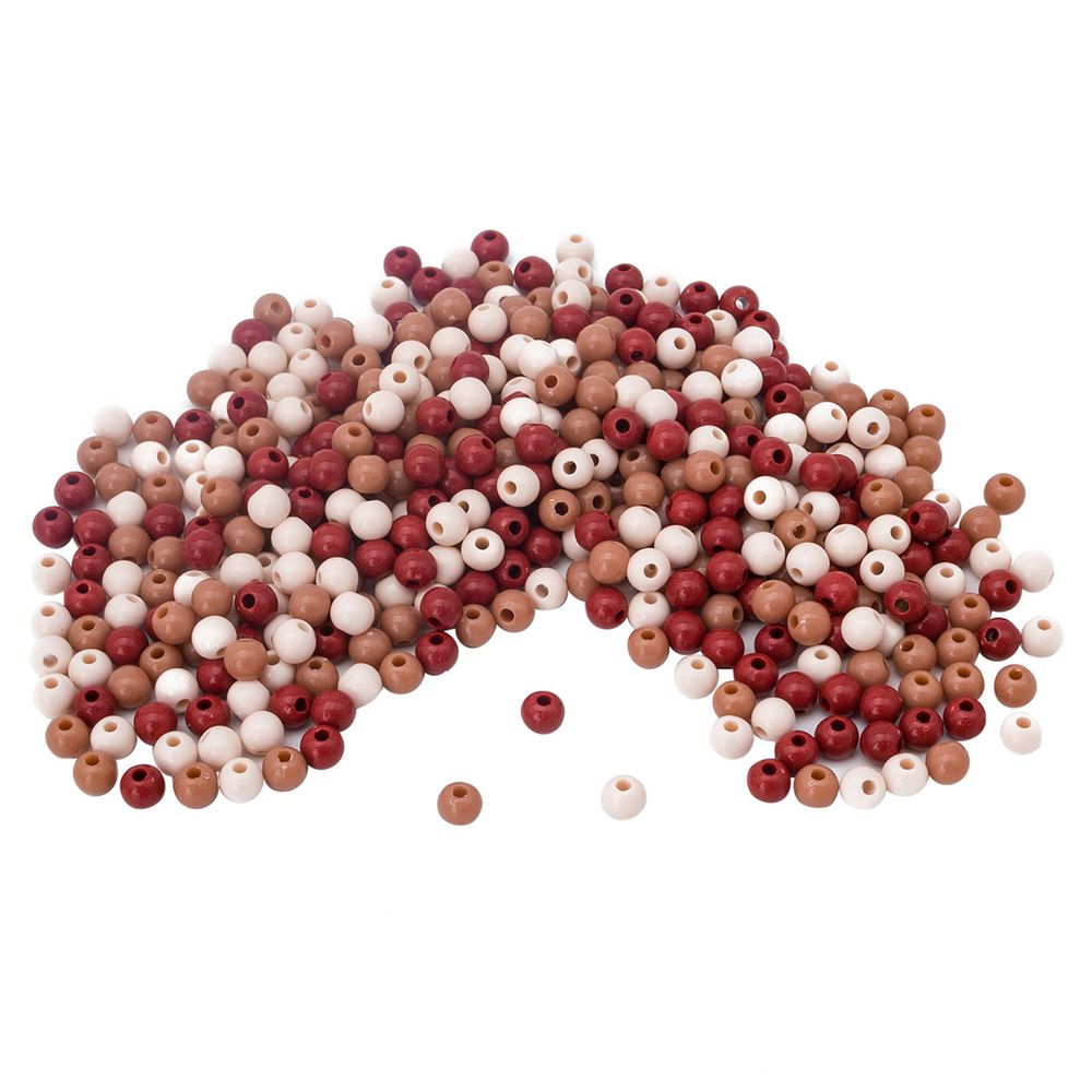 Бусины пластик ⌀6 мм, 50 г, микс цвета, круглые, Astra&Craft (тёплый микс), 1AL121-1