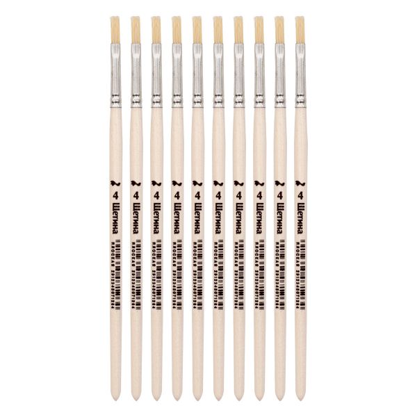 Кисть щетина школьная плоская №4,10 шт