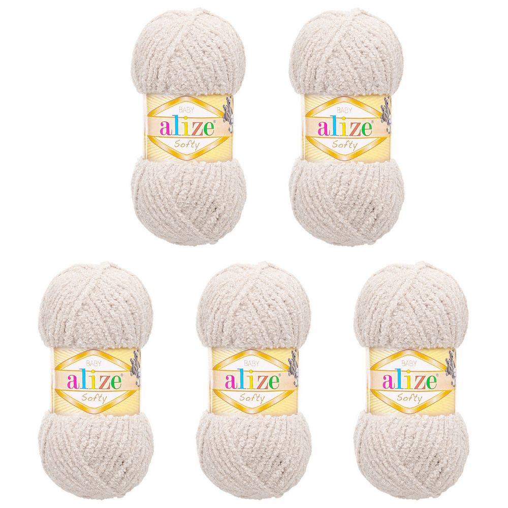 Пряжа Alize (Ализе) Softy / уп.5 мот. по 50 г, 115м, 599 ванильный