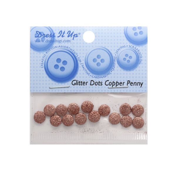 Кабошон декор подарков Круги малые 15 шт, медный с блестками, Dress it up