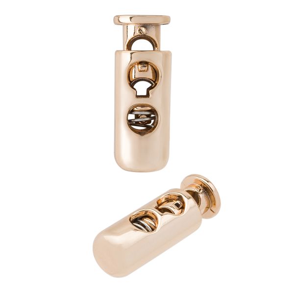 Фиксатор (зажим) для шнура пластик 1 отв., ⌀4.0 мм, 25х8.4 мм, золотой, PFR03, 50 шт