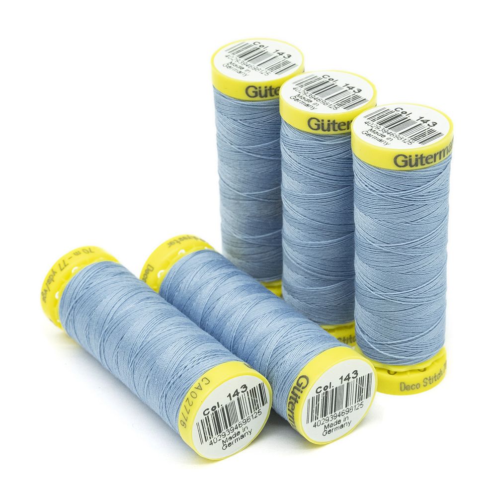 Нитки отделочные Gutermann Deco Stitch 70, 70м, 143 серо-голубой, 5 катушек
