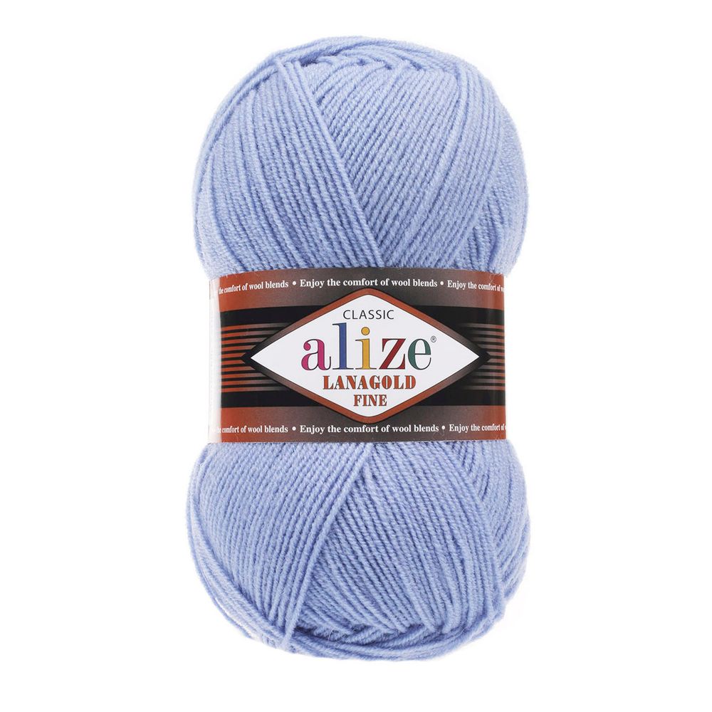 Пряжа Alize (Ализе) Lana Gold Fine / уп.5 мот. по 100 г, 390м, 040 голубой A