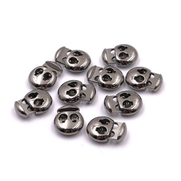 Фиксатор (зажим) для шнура металл 2 отв., 20.5х15.6 мм, ⌀3.5 мм, металл, Nickel (чер.никель), MFR12, 10 шт