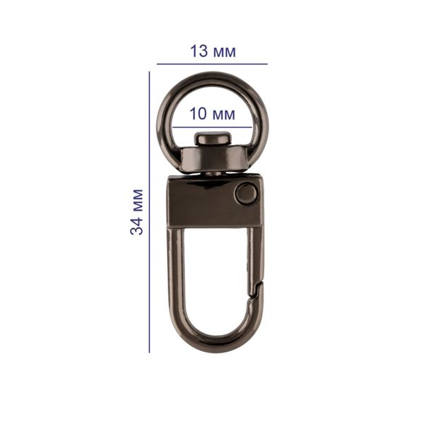 Карабин металл 10.0 мм (34х13 мм), 10 шт, 06 черн.никель, Gamma GH 115/10/10