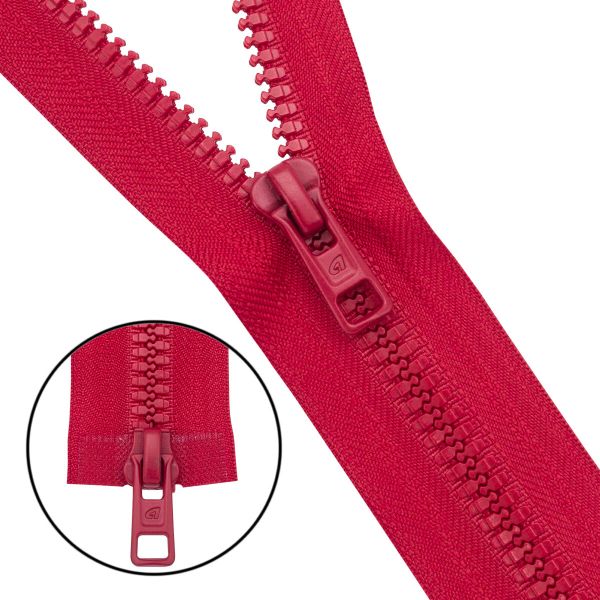 Молния трактор Arta Т6 (6 мм) 2 зам., разъем., 100 см, (2077), A519 красный, НОВЫЙ МАТОВЫЙ ЗАМОК, уп.50 штук