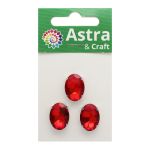 Хрустальные стразы в цапах овальной формы, красный 13х18 мм, 3 шт., ОЦ005НН1318