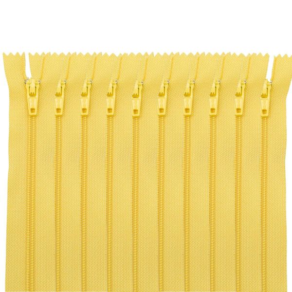 Молния спираль (витая) брючная Т3 (3 мм) 1 зам., н/раз., 20 см, автомат, яр.желт, 30113, 10 шт