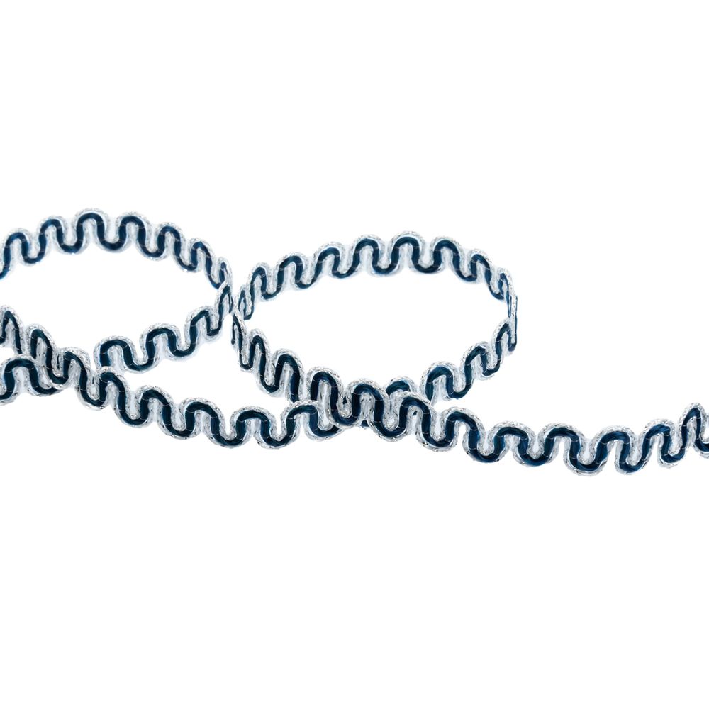 Тесьма декоративная 10 мм / 10 метров, метал. рис. 8657, кобальт /под серебро, Blitz
