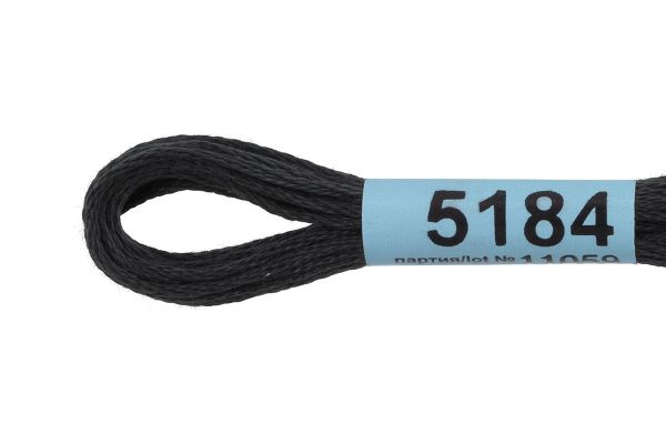 Мулине Gamma 100% хлопок, цв.5184 черно-серый, 24 мотка по 8 метров