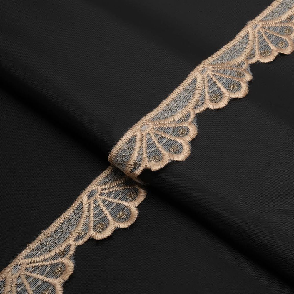 Кружево гипюр (плетёное) 30 мм / 13.7 метров, (интерьерное) бежевый, 3AR2334