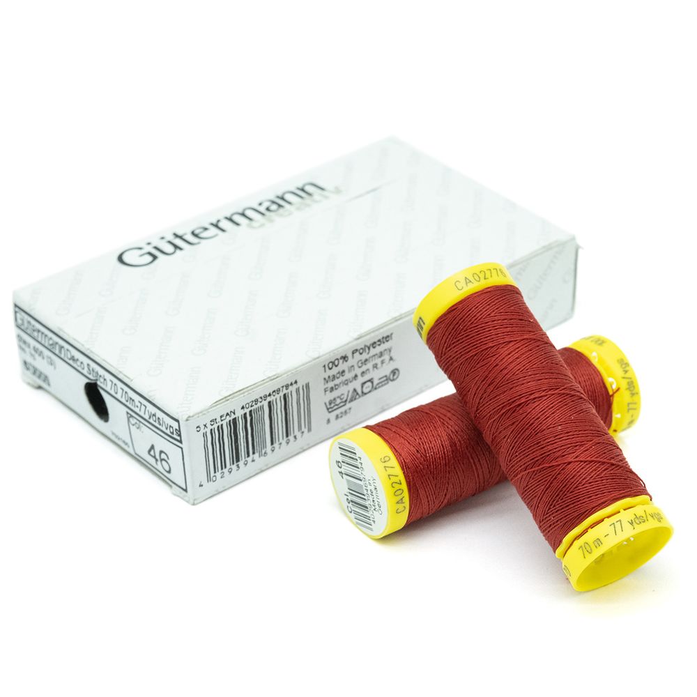 Нитки отделочные Gutermann Deco Stitch 70, 70м, 046 бургундский, 5 катушек