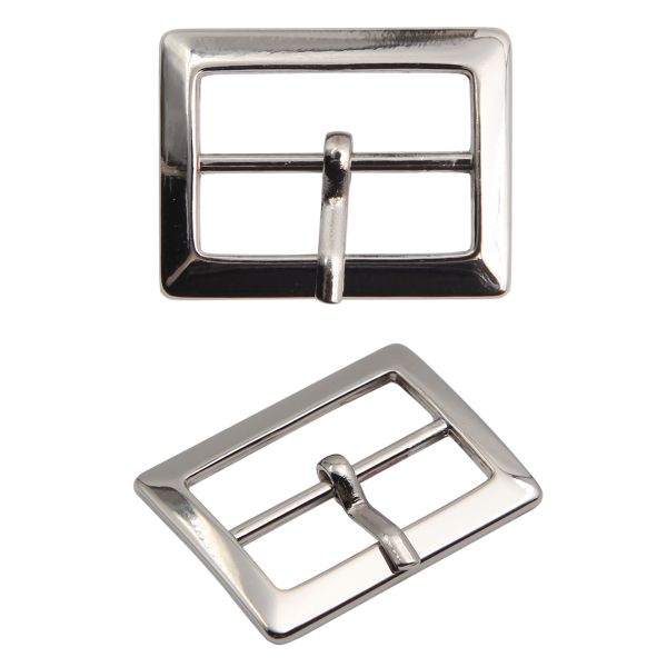 Пряжка ременная металл 30 мм, прямоугольная, 2 шт, серебро (никель), MB-155