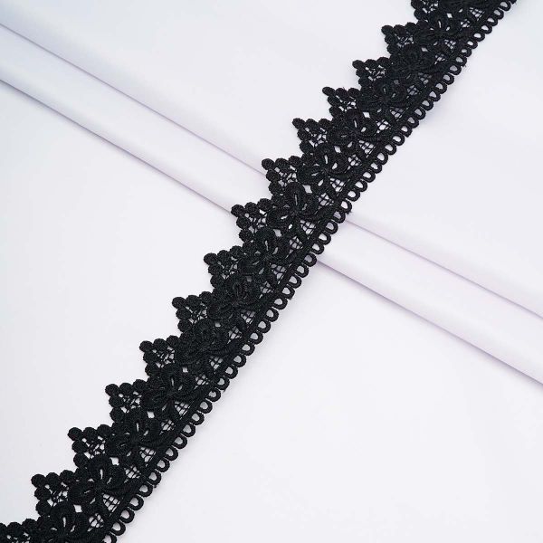 Кружево гипюр (плетёное) 50 мм / 13.72 метра, черный, XF193
