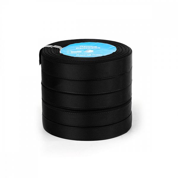 Лента репсовая (в рубчик) 15.0 мм цв. 030 черный 5 шт по 22.86м (±1м)