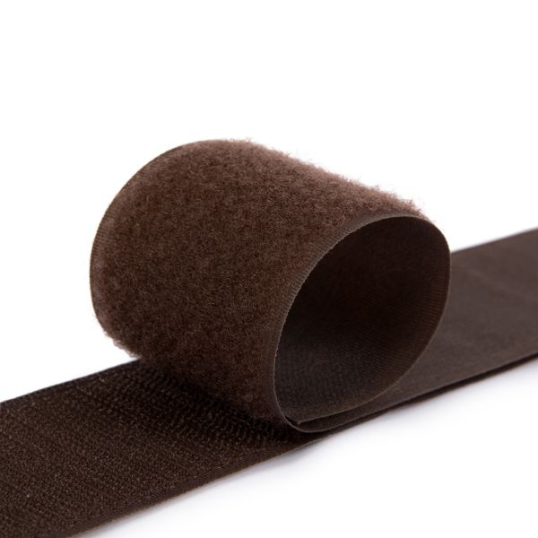 Лента контактная липучка (велкро) пришивная 50 мм / 25 метров, 107 коричневый, Gamma LG-50, ПАРА (крючок+петля), качество 