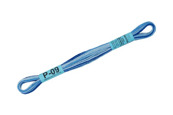 Мулине Gamma меланж, цв.Р-09 яр.синий-св.синий, 12 мотков по 8 метров