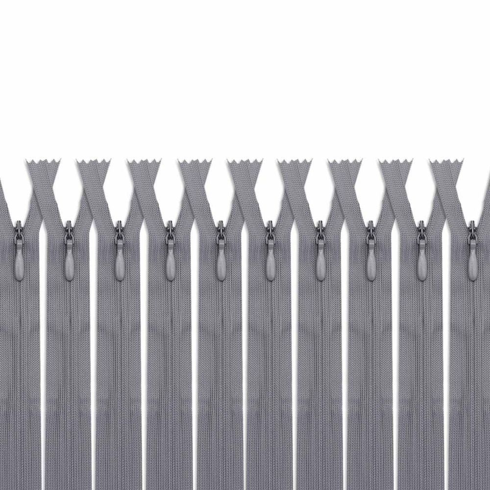 Молния потайная (скрытая) Т3 (3 мм) 1 зам., н/раз., 50 см, серый. нейлон, 31333 / 50, 10 шт