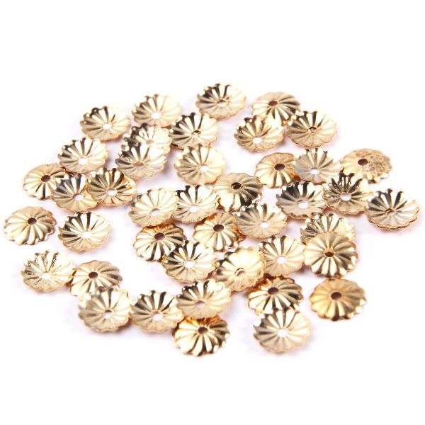 Шапочка для бусин, 5мм 50 шт в упак, Астра, Золото