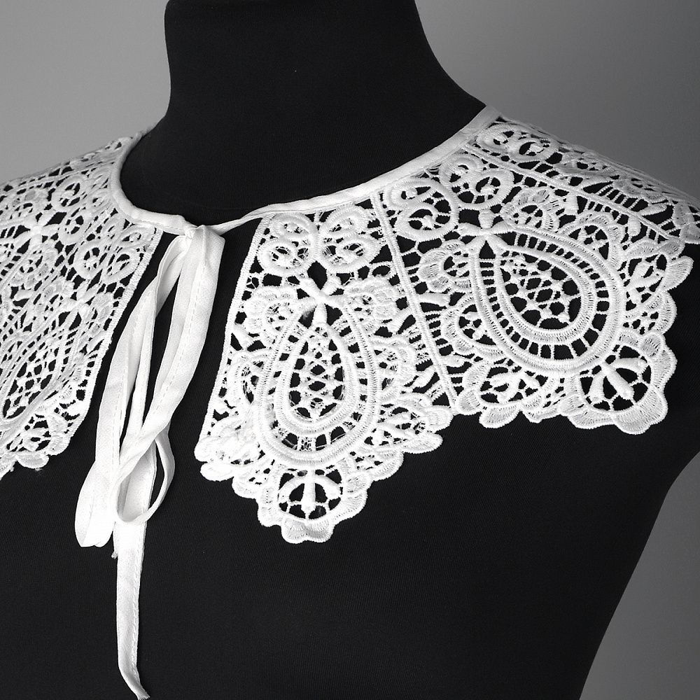 Пришивной кружевной воротник TBY.13/185 цв.белый уп.1шт, Kruzhevo