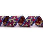 Лента (тесьма) жаккардовая 24.0 мм / 25±1 метров, Орнаменты и узоры народов севера, синий-желтый-красный, Gamma С3772Г17 рис.9615