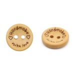 Пуговицы на 2 прокола Handmade with love 24L (15мм), дерево (Yellow (желтый)), W22, 36 шт
