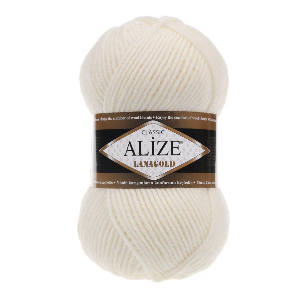 Пряжа Alize (Ализе) Lana Gold / уп.5 мот. по 100 г, 240м, 062 молочный A