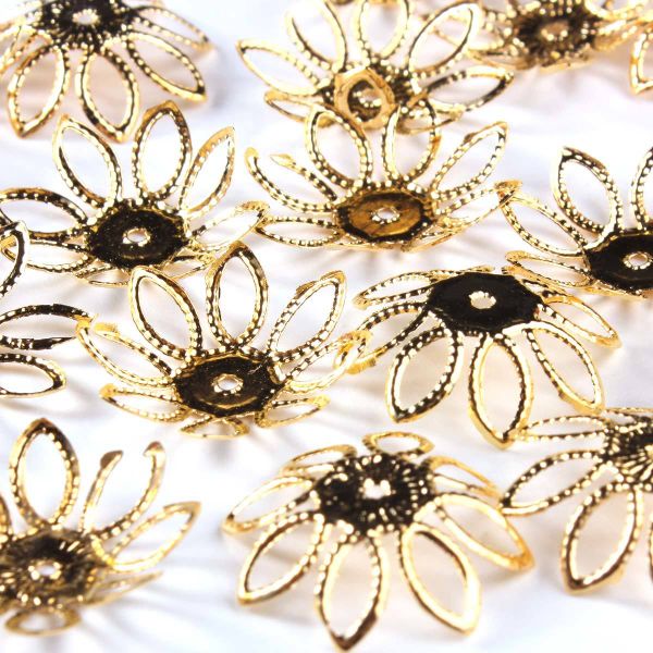 Шапочка для бусин, 19х5 мм, 30 шт/уп, золото