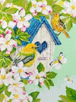 Алмазная (кристальная) мозаика Фрея ALPD-216, на подрамнике Птичий домик, 30х40 см