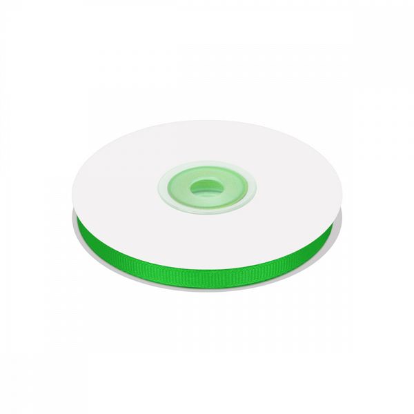 Лента репсовая (в рубчик) 6.0 мм / 22.8±1 метра, 579 ярк.зеленый, Magic4Hobby