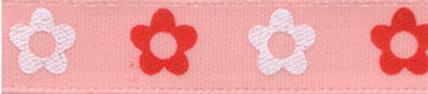 Лента атласная с рисунком 10.0 мм / 22.8±1 метра, F18/068 цветочки/бл.-розовый, Gamma ALP-102