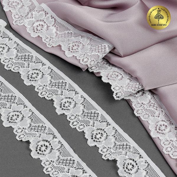 Кружево эластичное (стрейч) 30 мм / 5 метров, TBY.L839, цв.F102 молочный