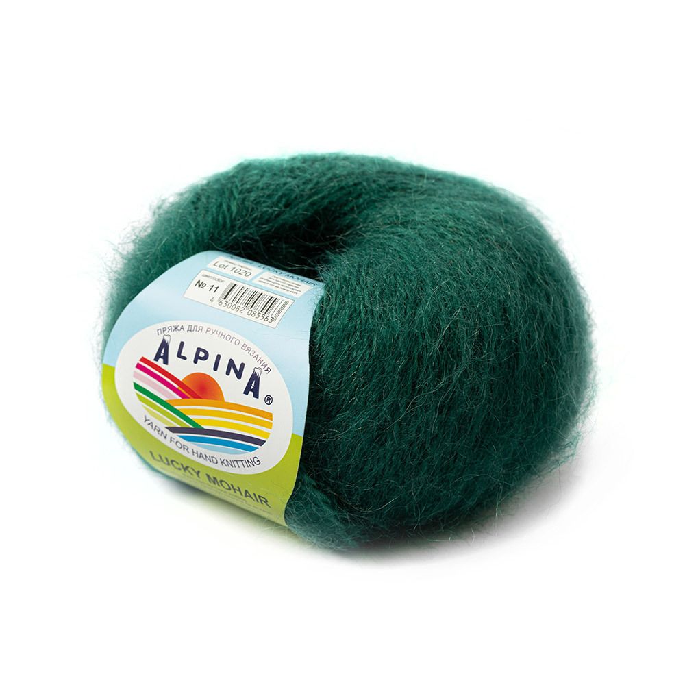 Пряжа Alpina Lucky Mohair / уп.10 мот. по 50 г, 150м, 11 изумрудный