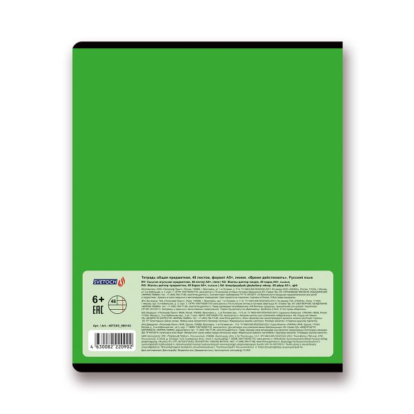 Тетрадь предметная Время действовать A5+ 48 л. на скобе, 10 шт, линия, Русский язык 48ТСК5 000142, Светоч