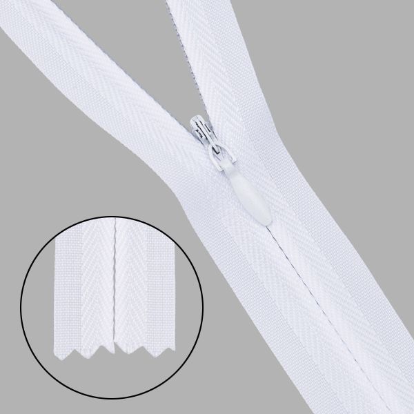 Молния потайная (скрытая) Т3 (3 мм) 1 зам., н/раз., 20 см, на текстильной основе, 501 белый, 10 шт