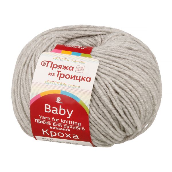 Пряжа Троицкая Кроха / уп.10 мот. по 50 г, 135 м, 386 св. серый меланж