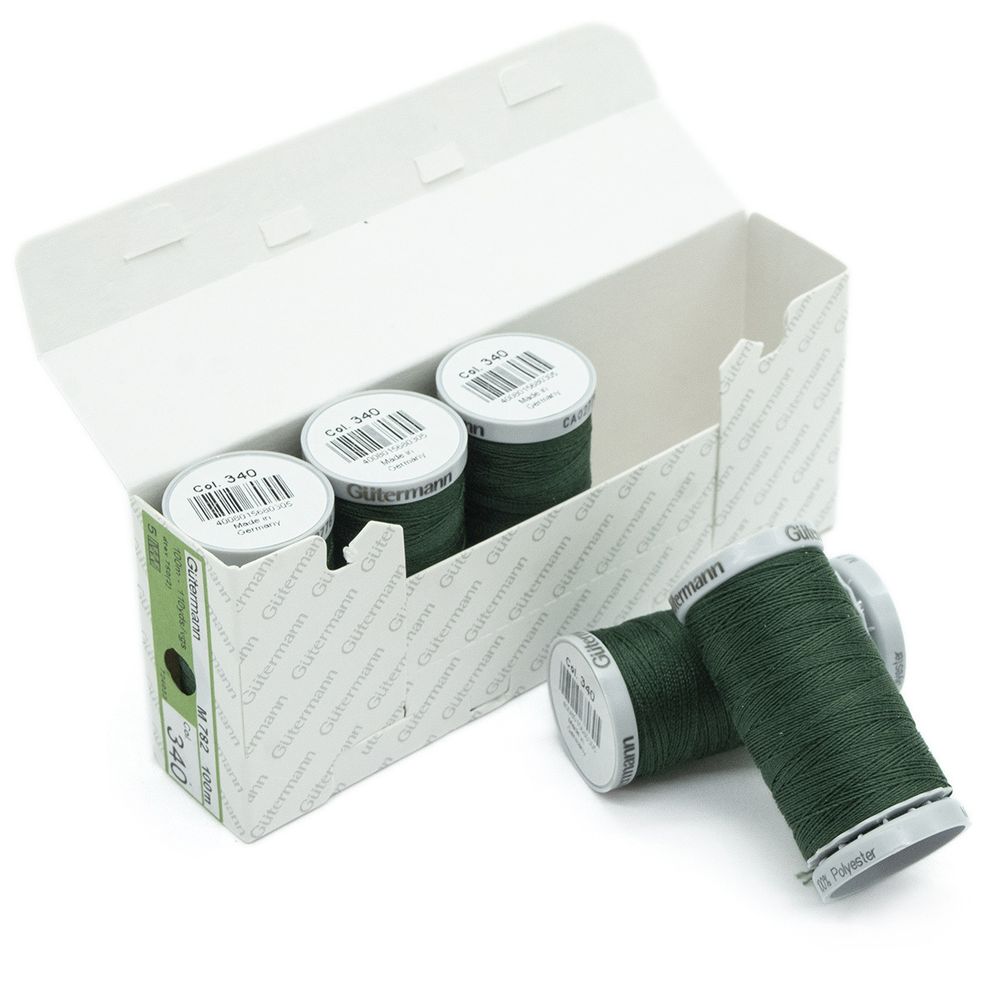 Нитки суперкрепкие Gutermann Extra Strong M782, 100м, 340 зеленый трилистник, 5 катушек