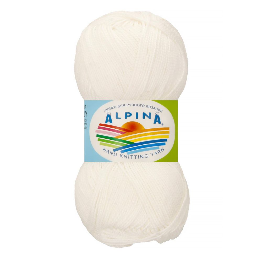 Пряжа Alpina Holly / уп.10 мот. по 50г, 200м, 001 белый
