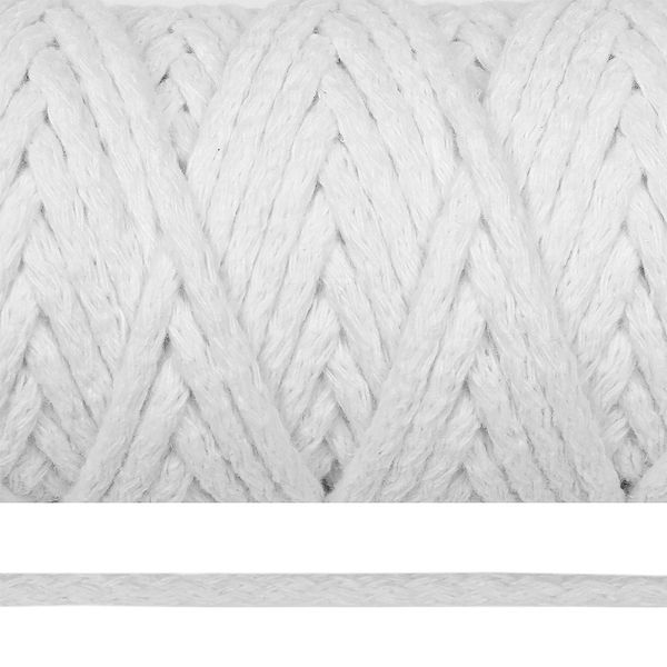 Шнур круглый х/б ⌀6.0 мм / 50 метров, белый