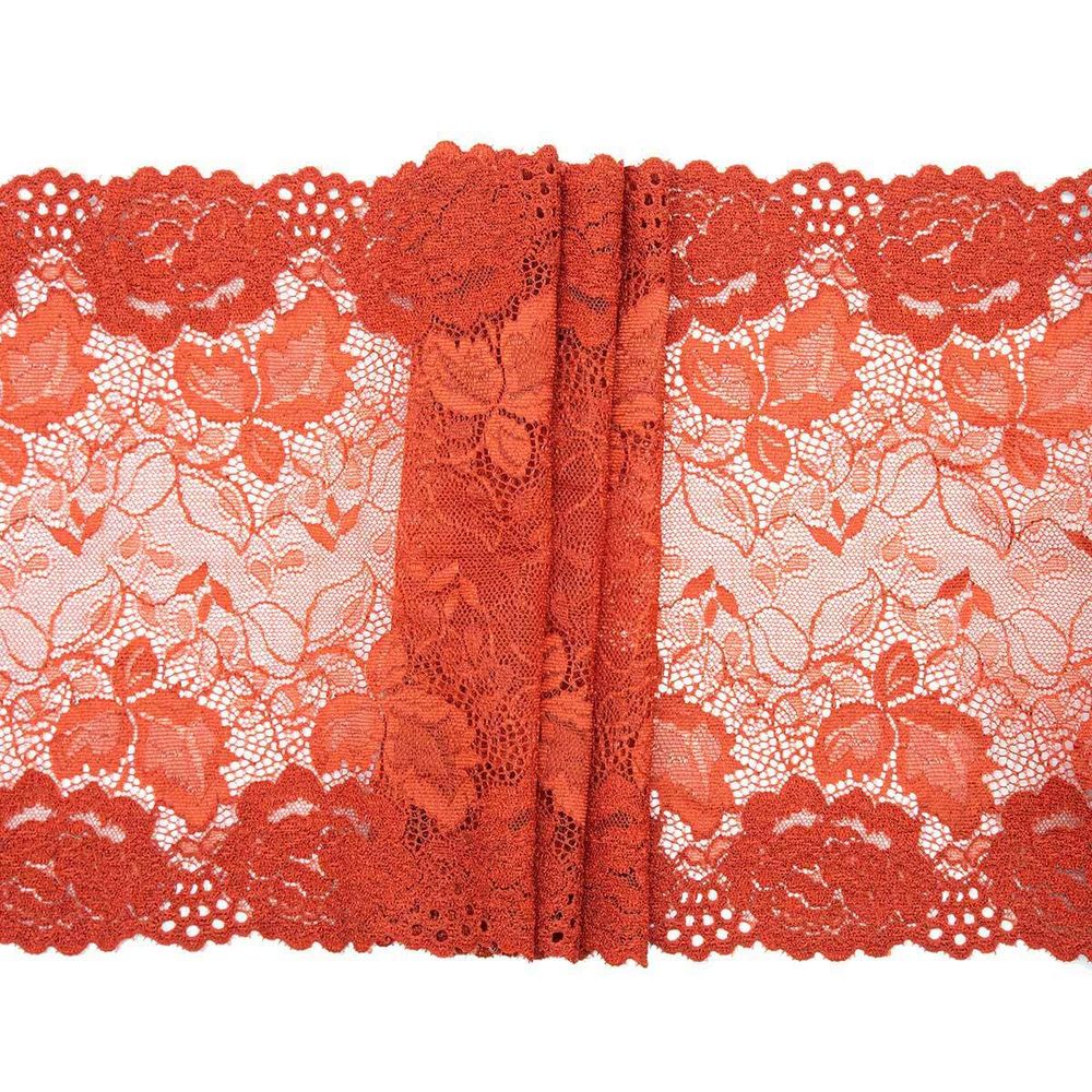 Кружево бельевое эластичное 200 мм / 10 м, красный