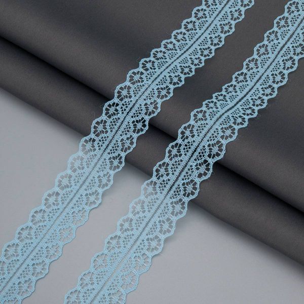Кружево капроновое 30 мм, / 13.72 метра, 02 голубой