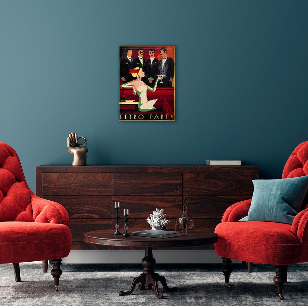 Алмазная (кристальная) мозаика Фрея ALPD-206, на подрамнике Вечеринка в стиле ретро, 30х40 см