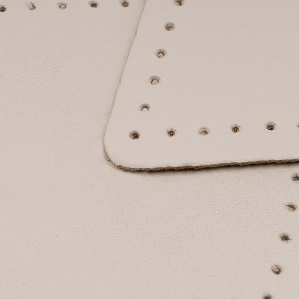 Заплатки пришивные из кожи, ромб 6х8,4см с перфорацией, 2 шт, 100% кожа, 06 бежевый, 9115