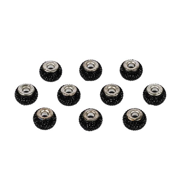 Бусины шармы ⌀14 мм, 10 шт, смола, №11 черный, Zlatka RFB-14