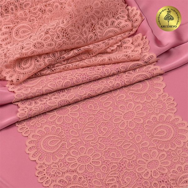 Кружево бельевое эластичное 180 мм / 20 м, 268, цв.154 розовая пудра, Kruzhevo